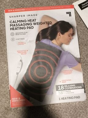 Sharper Image Gray Calming Heat Massaging Weighted Heating Pad